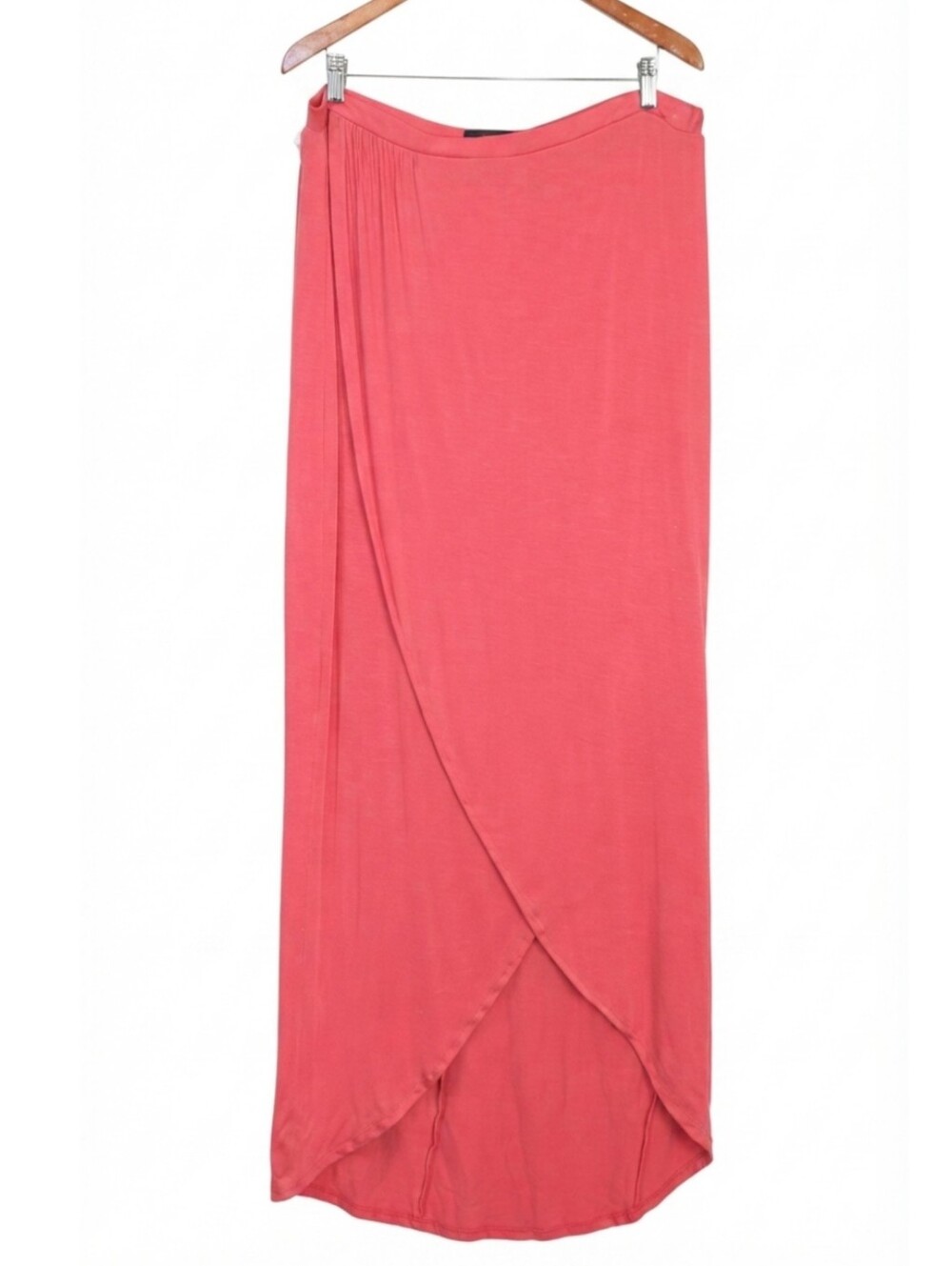 Mossimo Pink High Low Wrap Maxi Womens Skirt XXL Pull On Casual Flowy Coral